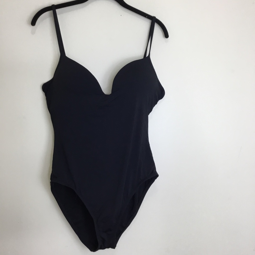 Anne Cole Signature Women's One Piece Swimsuit Padded Push-up Bra Black Size 14
